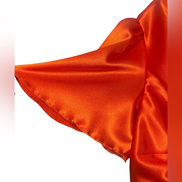 Little Mistress Plus Bridesmaids V-Neck Tea Dress in Sunset Orange 14 Maxi Silky - Picture 7 of 15